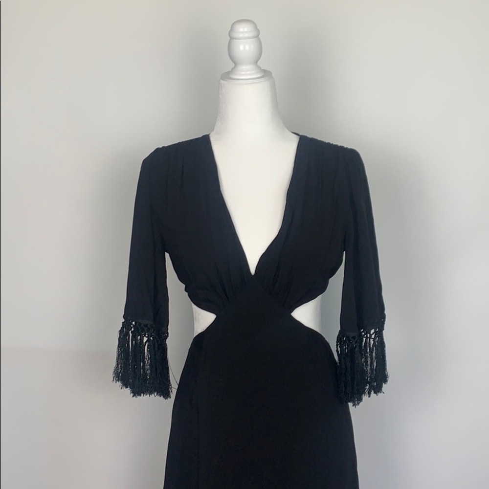 Black backless fringe dress